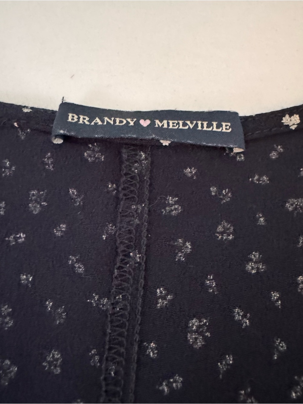 Brandy Melville Navy Wrap Midi Dress with White Floral Print - Picture 3 of 3
